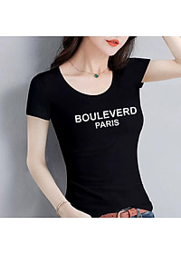 Áo thun nữ MXM form ôm body in chữ Bouleverd trẻ trung mặc tôn dáng ( ANU023 )
