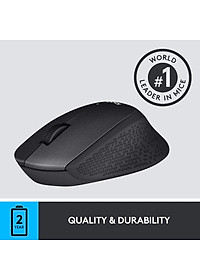 Chuột không dây Logitech M330 Silent Plus giảm ồn 90% - USB 2.4GHz, pin 2 năm, phù hợp người thuận tay phải, PC/ Laptop - Hàng chính hãng - Màu Đen
