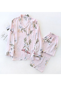 Đồ Bộ Nữ Dài Tay, Pijama Mặc Nhà Cho Nữ Bigsize Azuno BN2111 Chất Liệu Cotton Lụa Có Thể Mặc Mùa Hè