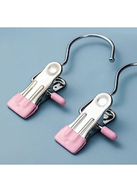 Móc Treo Đồ Có Kẹp Chống Trượt, Kẹp Đơn Phơi Quần Áo Đa Năng Bằng Thép Không Gỉ Bọc Nhựa PVC Chắc Chắn - Hàng Chính Hãng MINIIN
