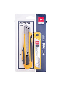Dao Rọc Giấy Deli, Cao Su Mềm Kèm Hộp Lưỡi Dao, Loại 8 Lưỡi Tách Rời, Vàng - 1 Cái - E2068
