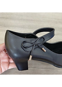 Giày cao gót nữ đẹp đế vuông 5 phân hàng hiệu rosata màu đen đỏ kem ro330