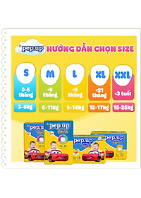 Tã/Bỉm Quần Em Bé Pep.up Cottony 3D Gói Đại Siêu Mềm Mại, Siêu Khô Thoáng, Kháng khuẩn Size S/M/L/XL