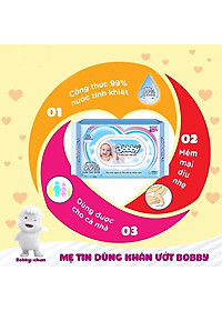 Khăn Ướt Trẻ Em Bobby 100 Tờ Không Mùi - Khăn Ướt Em Bé Bobby Không Mùi Nano Bạc