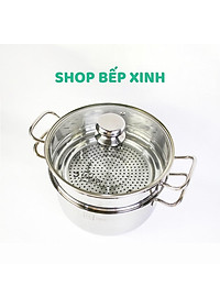 Bộ nồi chảo xửng hấp 3 Đáy Inox 430 cao cấp Fivestar Standard bếp từ nắp kính , tặng 1 vá canh