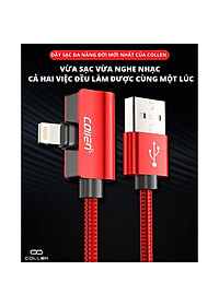 Cáp Sạc Nhanh Collen, Tích Hợp Tai Nghe Đầu Ngang Gaming, Chống Đứt, Chống Rối, dành cho iPhone XS max/11/11 Pro max ( Màu ngẫu nhiên ) - Hàng Chính Hãng