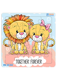 05 bộ tranh xếp hình 20 mảnh size 17x17cm – đồ chơi trí tuệ cho bé từ 2 tuổi – Combo Động vật dễ thương 3