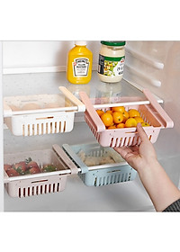 Bộ 2 khay rổ nhựa kéo dài đựng thức ăn thực phẩm trong tủ lạnh thông minh tiện dụng - Henrysa