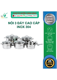 Combo bộ nồi inox quánh xửng chảo chống dính cao cấp FIVESTAR 7 món nắp kính 3 đáy dùng được bếp từ , hồng ngoại , gas