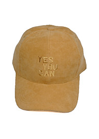 Nón kết nhung YES YOU CAN, chất liệu vải mềm mượt, kiểu dáng thời trang cá tính, có khóa tăng giảm size - Hạnh Dương - Vàng bò