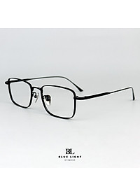 Gọng Kính Cận Giả Cận Nam Nữ Cao Cấp Titanium BLUE LIGHT, Mắt Chữ Nhật Nhỏ Dày Dặn, Nhẹ Dẻo Bạc, Đen