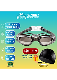 Nơi bán Kính Bơi Tráng Gương kèm bịt tai cao cấp VinBuy chống sương mù, chống tia UV Hàng chính hãng - Tặng kèm nón bơi Silicon (Màu ngẫu nhiên)