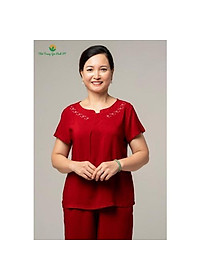 Bộ lanh mặc nhà nữ, màu trơn quần lửng áo cộc tay B26.2105 - Thời Trang Gia Đình VT