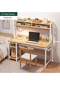 Bàn làm việc, bàn học chân sắt thiết kế kèm giá sách 2 tầng rất tiện lợi, mặt bàngỗ công nghiệp được bo góc để trách va đập