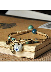 Vòng tay gốm hạt truyền thống giỏ hoa VGOM46