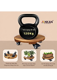 Đế Kê Chậu Cây Có Bánh Xe ANKAN, R30cm Làm Giá Đỡ Kệ Hoa Cây Cảnh, Màu Vàng Nắng, Chịu Tải 120Kg