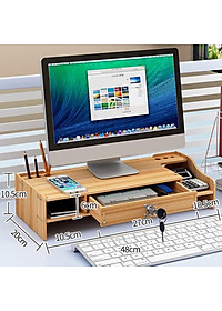 Kệ để máy tính đa năng KM03 kệ màn hình máy tính để bàn bằng gỗ bền chắc mẫu đẹp có hộc cất bàn phím ngăn để tài liệu