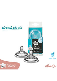 Núm ty silicon thay bình sữa Tommee Tippee Advanced Anti-Colic Medium Flow 3-6 tháng (vỉ đôi, tách lẻ)