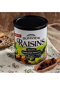 Nho khô Sunview Raisins Mỹ không hạt 3 màu Giàu Vitamin khoáng chất, Món ăn vặt tốt cho tim mạch (425g/hộp) - Massel Official