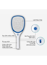 Vợt bắt muỗi Rạng Đông VBM RD.03 có đèn Led chiếu sáng - Hàng chính hãng