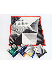 Khăn lụa vuông phong cách Nhật Bản phối kẻ chấm bi dễ thương AKL93