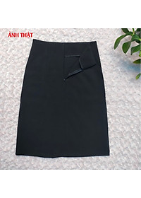 Chân Váy Công Sở New Design Dáng Chữ A Dài Qua Gối Hàng Thiết Kế Cao Cấp Chất Vải Tốt, Co Giãn Màu Đen CV0068