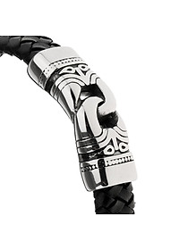 Stainless Steel Braided Leather Bracelet for Men Bangle Wrap  Clasp