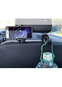 Giá móc treo đa năng kiêm kẹp đỡ điện thoại cài sau ghế ô tô, xe hơi mẫu mới với chốt cài kim loại chắc chắn.