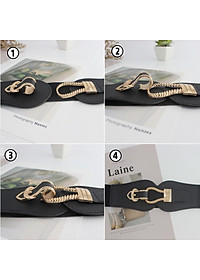 Dây Thắt Lưng Nữ Nịt Đầm Da Đai Váy Họa Tiết Khóa Cài Bản To Kim Loại Đen Đỏ Trắng 