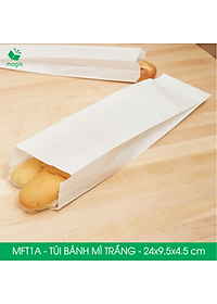 MFT1A - 24x9.5x4.5 cm - 100 Túi giấy bánh mì trắng