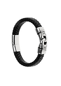 Stainless Steel Braided Leather Bracelet for Men Bangle Wrap  Clasp