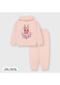 Bộ thu đông bé gái Bigfox Miss Meow size đại, bộ nỉ bé gái chất liệu nỉ bông in thỏ xinh xắn size trẻ em 3,4,5…11 tuổi