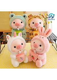 Gấu Bông Gối Ôm Thú Bông, Nhồi Bông Heo Baby Hóa Trang Uống Trà Sữa Siêu Dễ Thương Hot Hit 25cm