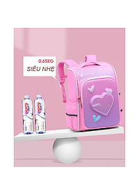 Balo chống gù dáng hộp 3D cho bé gái ,balo học sinh tiểu học in hình dễ thương HS1026