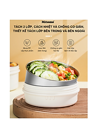 Lồng cơm giữ nhiệt, hộp cơm văn phòng Mitomo LCH-7086, cặp lồng chia 3 ngăn chất liệu inox 304