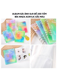 Album ảnh 6x9 đựng 200 tấm có ô ghi chú bìa nhựa Acrylic sắc màu để ảnh gia đình, binder đựng card Tú Vy Studio