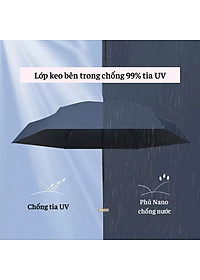 Dù Mini Gấp Gọn  UPF50+ 2 Lớp Chống UV Tia Cực Tím ( Ô Che Mưa Nắng Bỏ Túi Văn Phòng Kích Thước Siêu Nhỏ 18cm ) - Hàng Chính Hãng MINIIN