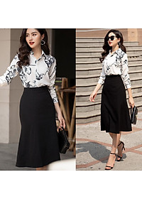 Chân váy đuôi cá dài qua gối sang trọng, thích hợp mặc đi làm