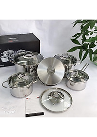 Combo bộ nồi inox quánh xửng chảo chống dính cao cấp FIVESTAR 7 món nắp kính 3 đáy dùng được bếp từ , hồng ngoại , gas