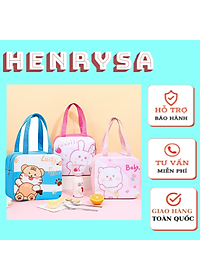 Túi đựng hộp cơm giữ nhiệt ấm thức ăn có khóa kéo, vải bọc chống thấm nước cao cấp - Chính hãng HENRYSA