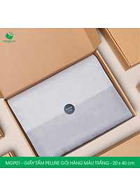 MGP01 - 20x40 cm - 100 tấm giấy Pelure trắng gói hàng, giấy chống ẩm 2 mặt mịn, giấy bọc hàng thời trang