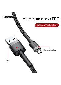 Cáp sạc nhanh đảo được đầu Baseus Cafule Micro USB v2 cho Smartphone Android Samsung/ Xiaomi/ Oppo/ Asus/ Huawei (dòng tối đa 2.4A, Quick charge 3.0) - Hàng chính hãng