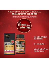 GO CRANBERRY 60,000+ 30 viên - Viên uống viêm đường tiết niệu nhập khẩu chính hãng GO Healthy New Zealand