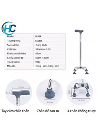 Gậy 4 Chân Thấp Lucass B-924 (Có Thể Tăng Giảm Chiều Cao)