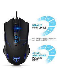 Chuột chơi game văn phòng có dây PICTEK T9 7200DPI 7 nút - Hàng Chính Hãng