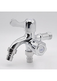 Vòi nước 2 đầu ra đa năng XRUI-HK, Vòi kép 2 van khóa gắn tường dành cho máy giặt