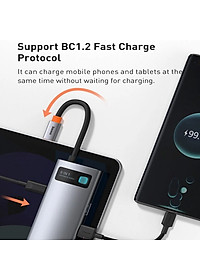 Hub chuyển đổi đa năng 8 trong 1 Baseus CAHUB-CV0G ( Type-C to HDMI/ USB3.0/ LAN / SD Card Reader/ Type C PD 100W, Multifunctional HUB) - HÀNG CHÍNH HÃNG