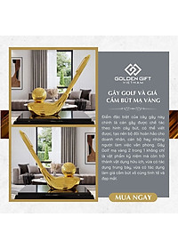 Gậy golf và giá cắm bút mạ vàng 24K: Quà tặng độc đáo cho sếp, đối tác yêu thích thể thao golf, quà tặng giải thi đấu golf