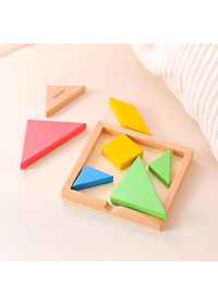Bộ đồ chơi gỗ lắp ghép xếp hình tam giác tangram puzzle 7 miếng Deli - Đồ chơi giáo dục tư duy trí tuệ cho bé từ 3 tuổi - 74304