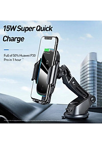 Đế Sạc Không Dây Trên Xe Hơi Siêu Nhanh Công Suất 15W Có Thể Gắn Cửa Gió Hoặc Hút Chân Kính Chính Hãng Baseus